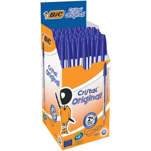 Penna a sfera BIC Cristal M punta 1 mm blu Conf. 50 pezzi - 8373609